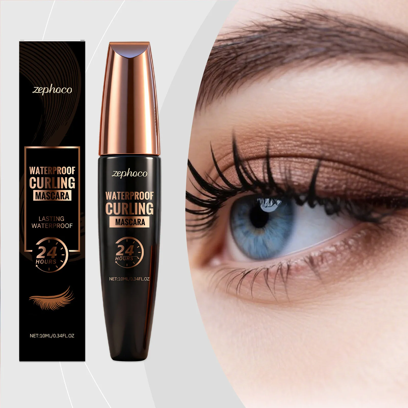 Volumizing ยาว Curling มาสคาร่าธรรมชาติดูกำหนดความงามตามธรรมชาติขนตากันน้ำ Smudge-Proof แต่งหน้าแต่งกาย