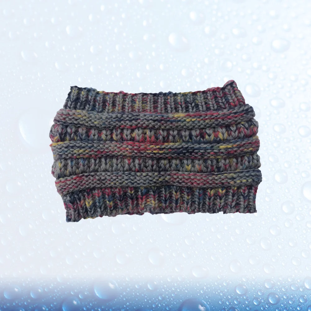 

Dark Grey Woolen Yarn Headband Colorful Spot Knitted Ponytail Hat Thick Warm Fashion Beanie Outdoor Activities Skiing