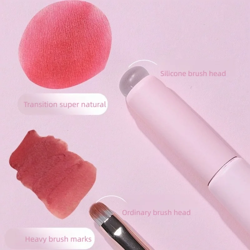 Pennello per labbra in silicone con coperchio Pennelli per rossetto portatili Applicatore correttore riutilizzabile a testa tonda Strumenti per trucco lucidalabbra elastico