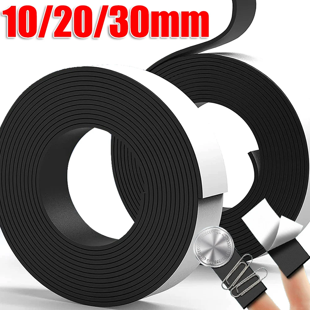 10/20/30mm Magnetic Tape Self-adhesive Magnetic Tape for Home Photo Picture Fridge Kitchen Black Stickers Hook 1 Meter Hot Sale