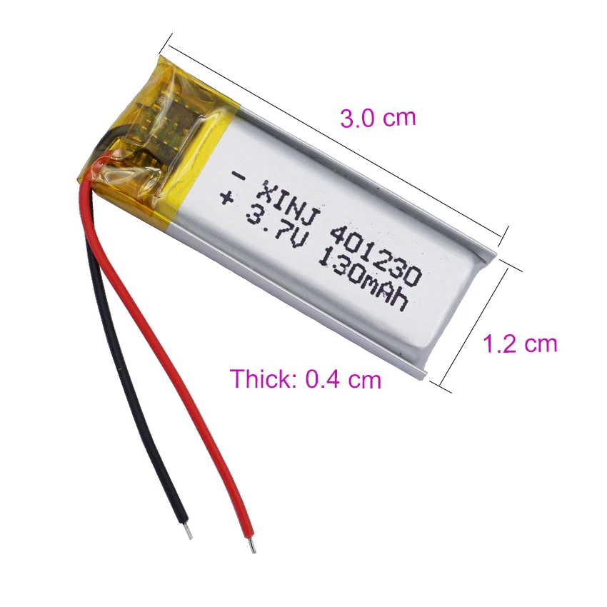 

401230 3.7V 130mAh Rechargeable Li-Po Polymer Battery | For Satnav Headphones Bluetooth Speakers Earphones DashCams