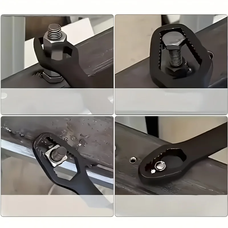 3-teiliges schwarzes Doppelkopf-Schraubenschlüssel-Set, hochfester Stahl, verstellbar und mit Ringkopf für Wartungsarbeiten – Detail 8
