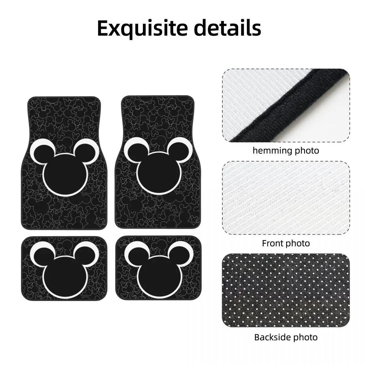 Mickey Mouse Universal Fit Car Floor Mats Cute Car Carpet Mat Set of 4pcs with Anti-Slip Backing Fit for SUV Trucks