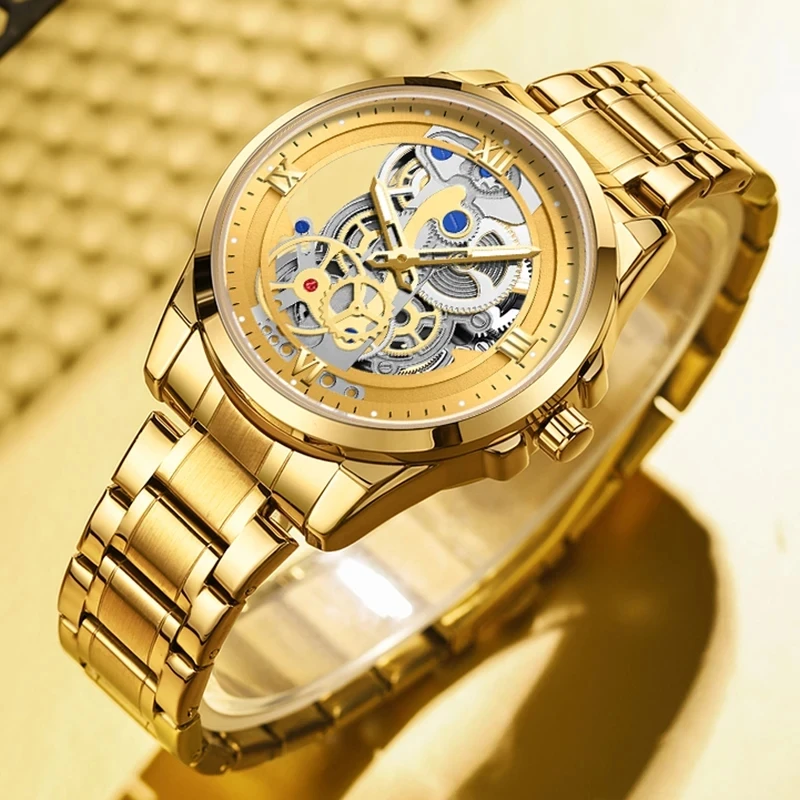 LIGE Ladies Wristwatch Luxury Waterproof Luminous Golden  Watch For Women Dress Stainless Steel Quartz Women's Watches+Box