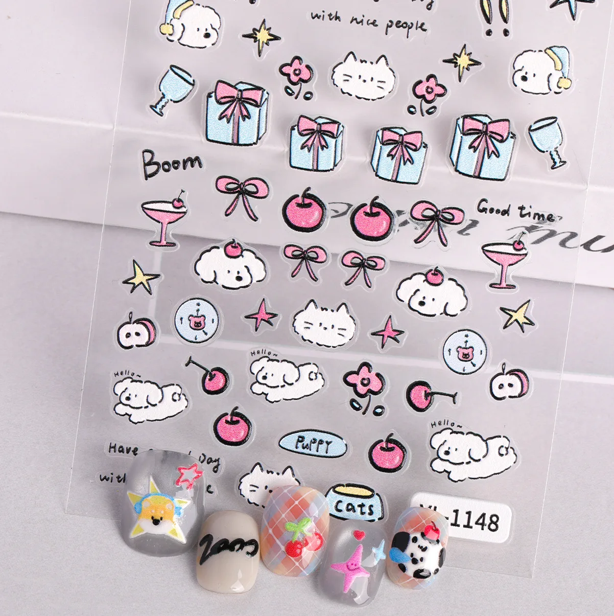 

1PCS Ins Style Cute Puppy & Cat 3D Embossed Nail Art Stickers DIY Manicure Accessories Tool Adhesiv Self-Adhesive Decals