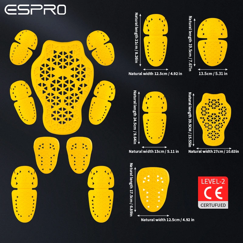 

CE Level 2 Certified Men Motorcycle Jacket Riding Pants Yellow Slow Rebound Protective Gear Knee Elbow Shoulder Back Hip Pads
