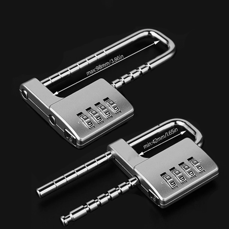 Multipurpose Long Shackles Padlock Combination Lock with Extendable Shackles Aluminum for Secure Lockers & Cabinet Access