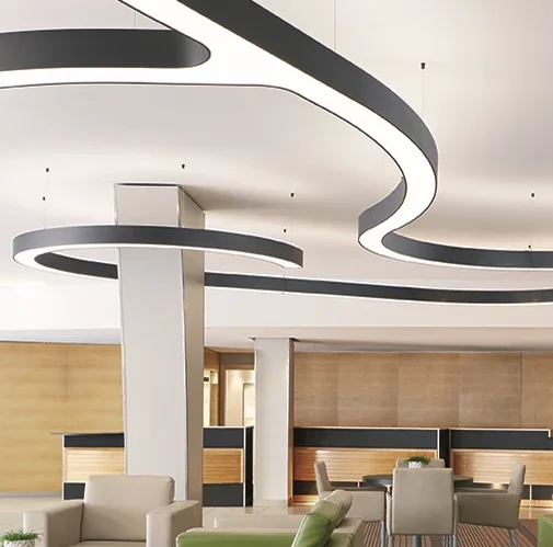 

Oem Customized Design Indoor Lighting Lamp Fixture Linkable Led Strip Hanging Ceiling Office Pendant Linear Led Batten Light