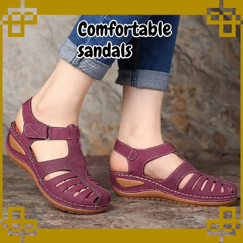 

Womens Slim Looking Roman Wedge Sandals Breathable Lightweight Non-slip Soft Sole Comfort Summer Casual Walking Shoes for Ladies