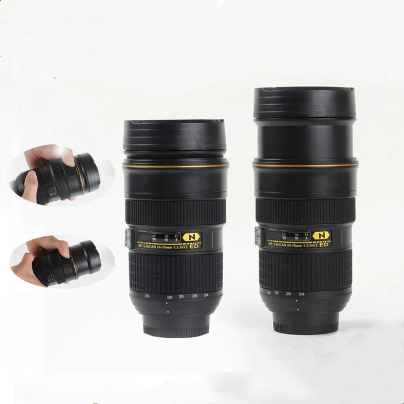 SLR Lens Cup Camera Telescopic Lens Model Plastic Casual Cup With Lid  Coffee Mug Black Water Mugs Creative Gift