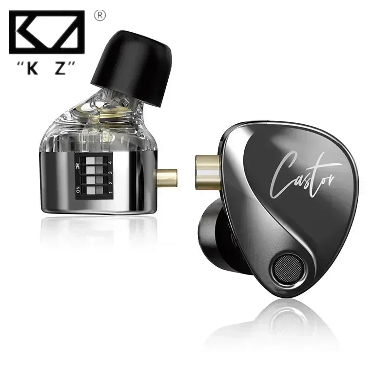 KZ Castor Wired Earbuds Improved Bass HiFi Earphone 2 Dynamic High-end Tunable Balanced Armature In-ear Headphone w/ Accessories