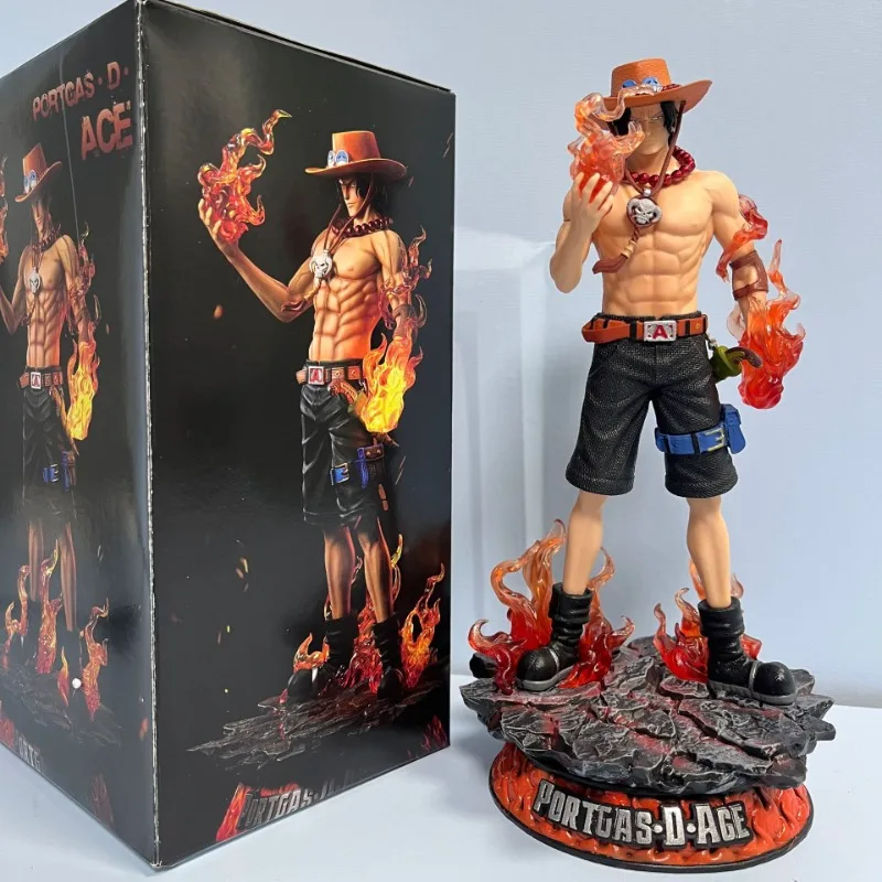 

New 25cm One Piece animation peripheral Fire Fist Ace Fantasy Ace Statue Model Figure Ornament