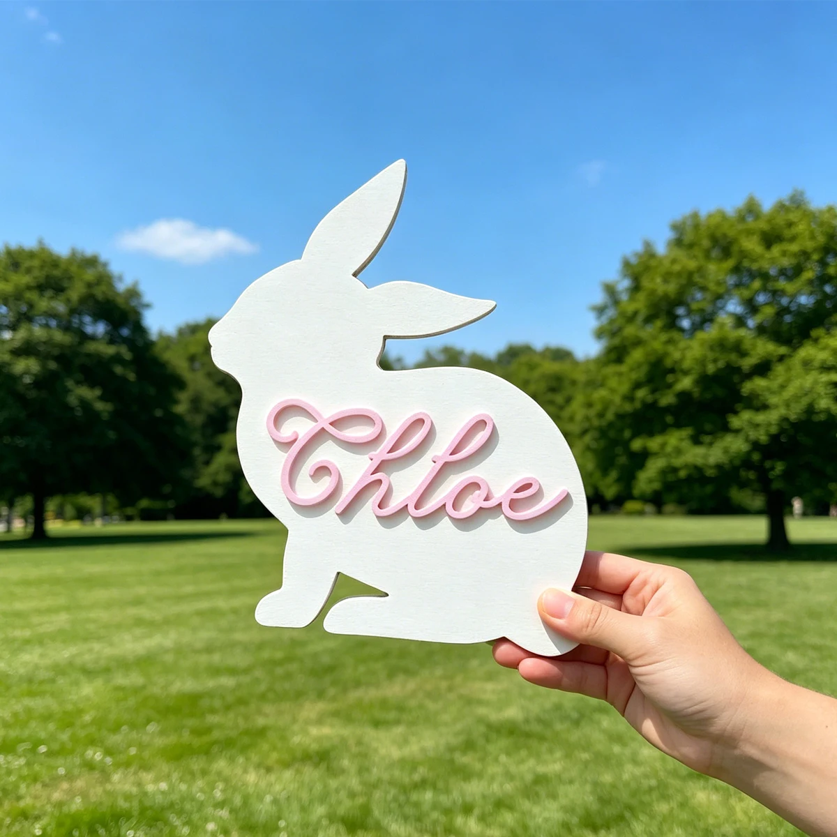 Baby Nursery Office - 1Pc Custom Cute Bunny Name Wooden