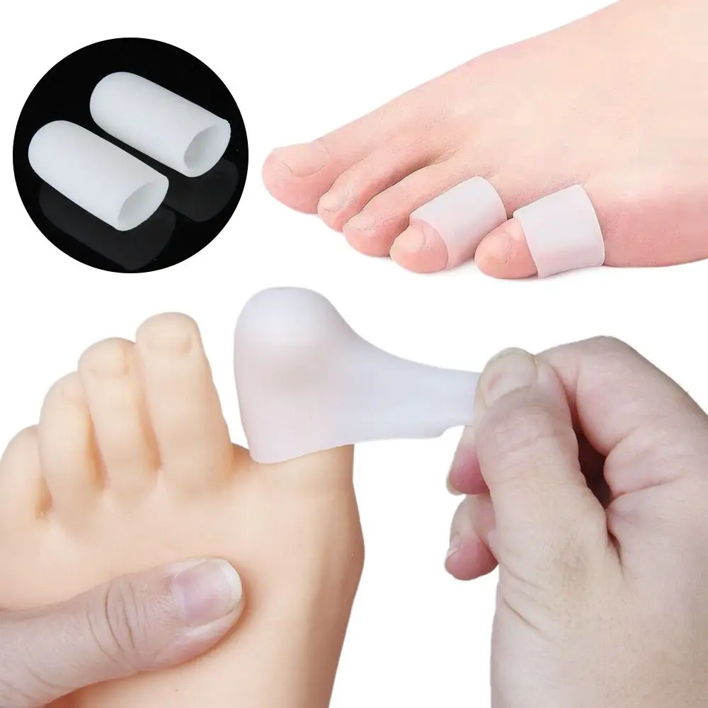 Portable Silicone Sleeves Toe Protectors White Gel Caps Toe Covers Hammer Toes Corns Big Toe Protector