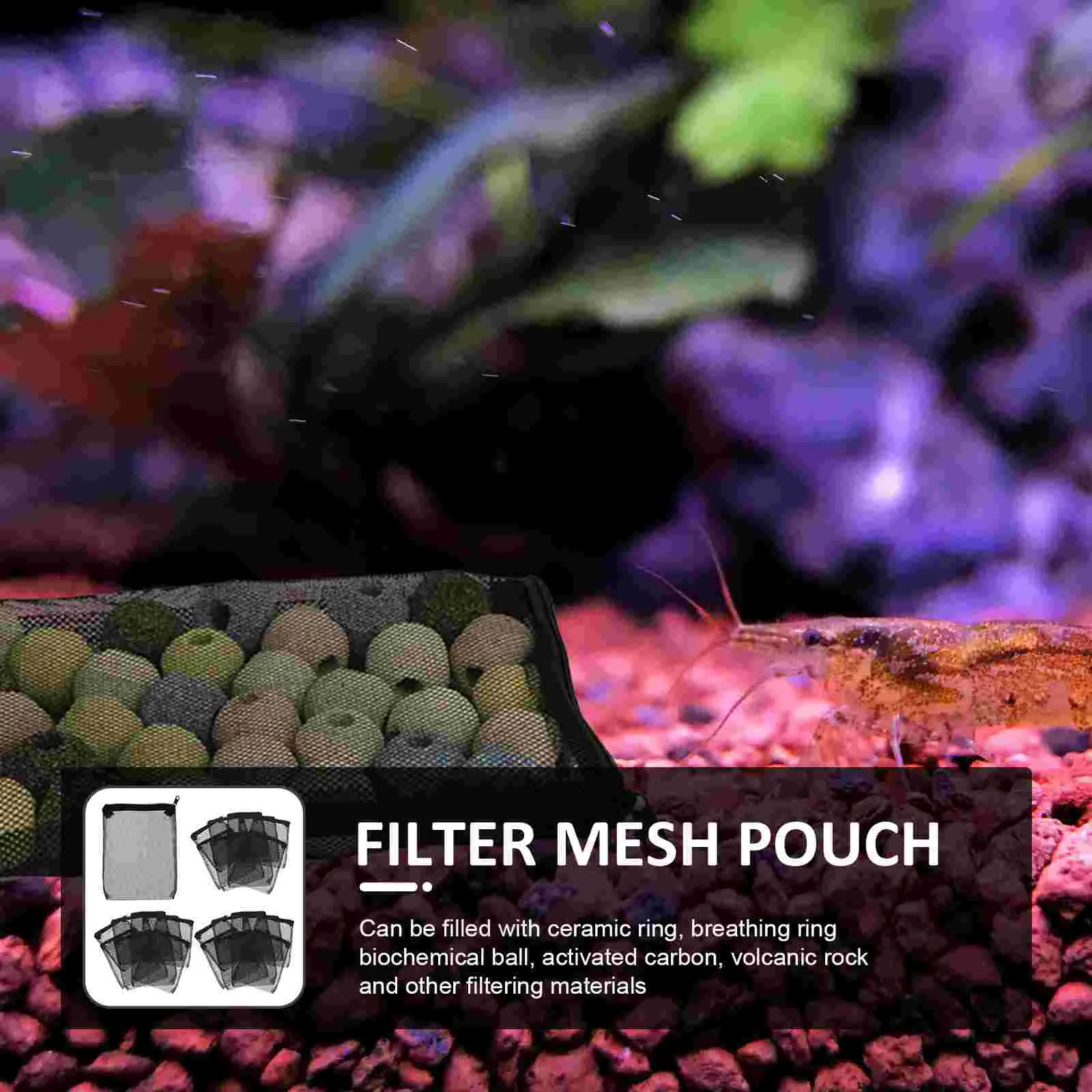 Activated Charcoal Filter Mesh Bag Fish Tank Filtration Device Zipper Fine Aquarium Bags