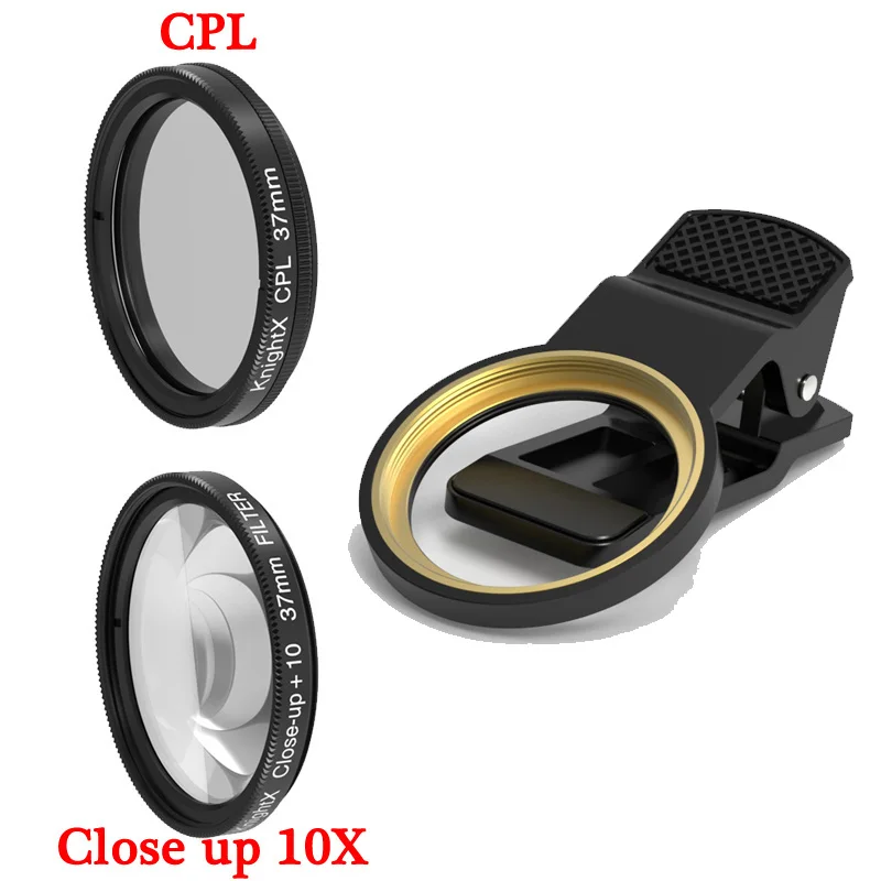 50pcs sets clip cpl 10+ lens filter for phone