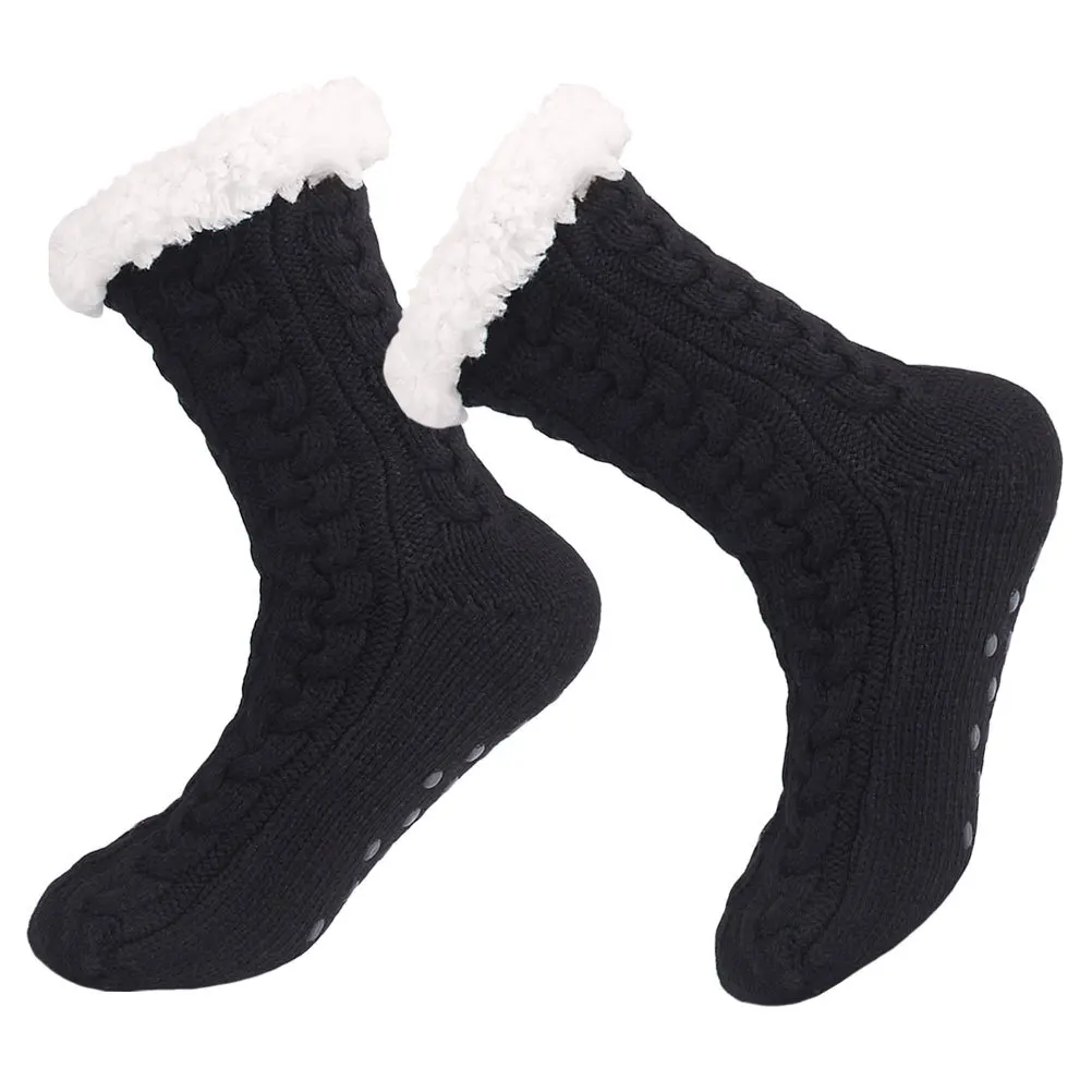 

2pcs 1 Pair Christmas For Women Winter Warm Slipper With Nonslip Sole Thermal Bed Holiday Gift Floor Socks Cozy Cartoon Design