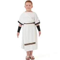 Halloween Kid Boys Ancient Greek Rome Warrior Costumes Medieval Children White Robe Cosplay Carnival Purim Role Play Party Dress