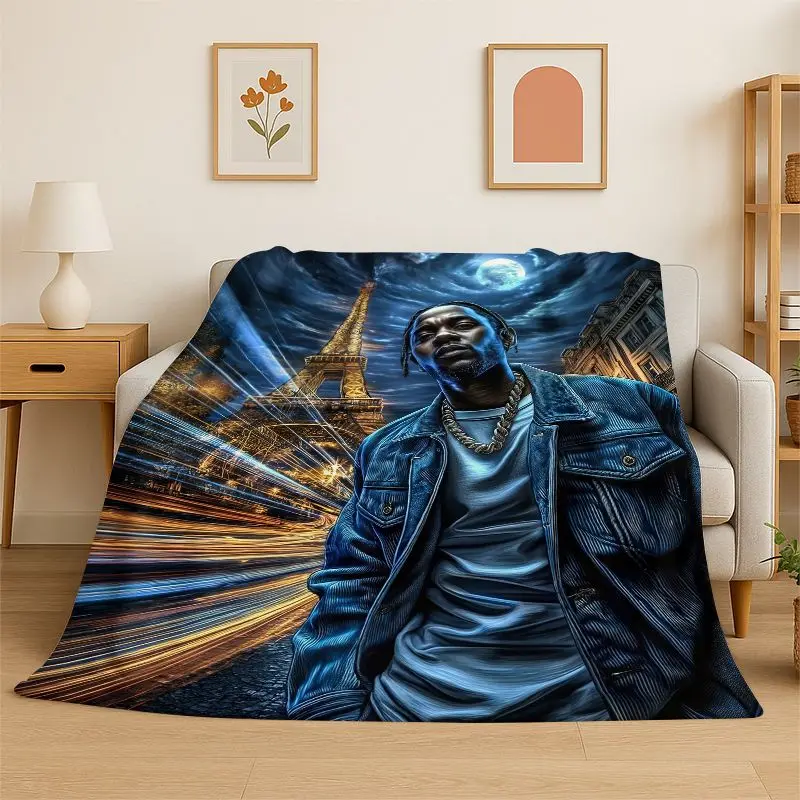 Art Rapper HIP HOP Star Cartoon Flannel Blanket,Ultra Soft Plush Throw for Home Bedroom Bed Sofa Cover Office Camping Picnic