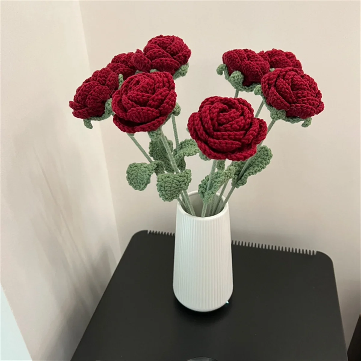BHBL Modern Elegant Home Decoration Table Knitted Rose Wedding Art Valentine'S Day Gift