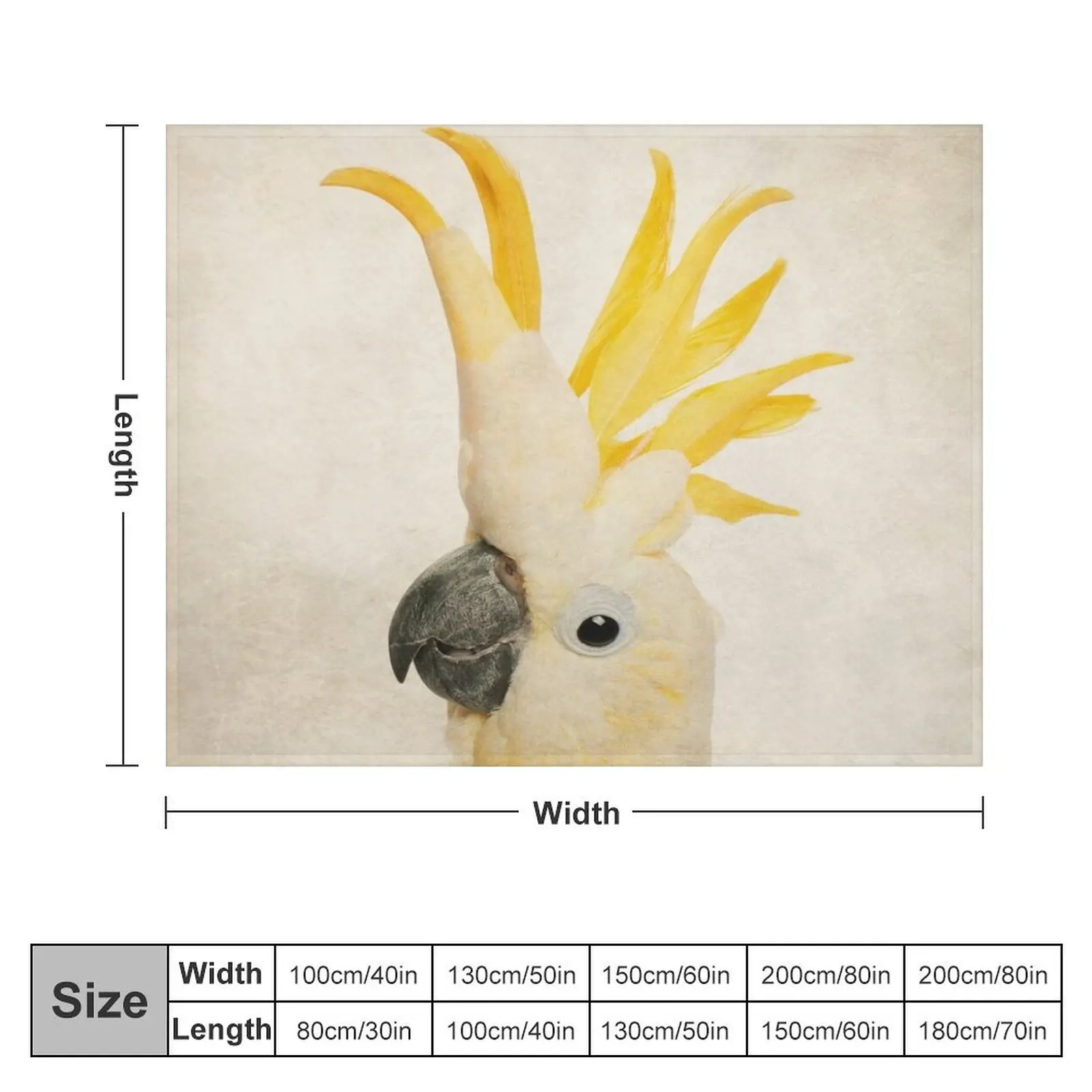 Sulphur Crested Cockatoo, Exotic Bird Portrait Art Throw Blanket Decorative Sofa Sofa Quilt Blankets