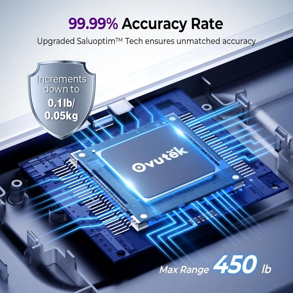 ميزان حمام رقمي بدقة 0.05 رطل، سعة 450 رطل، شاشة LED كبيرة، وزن تلقائي للجسم والطفل والحيوانات الأليفة #2