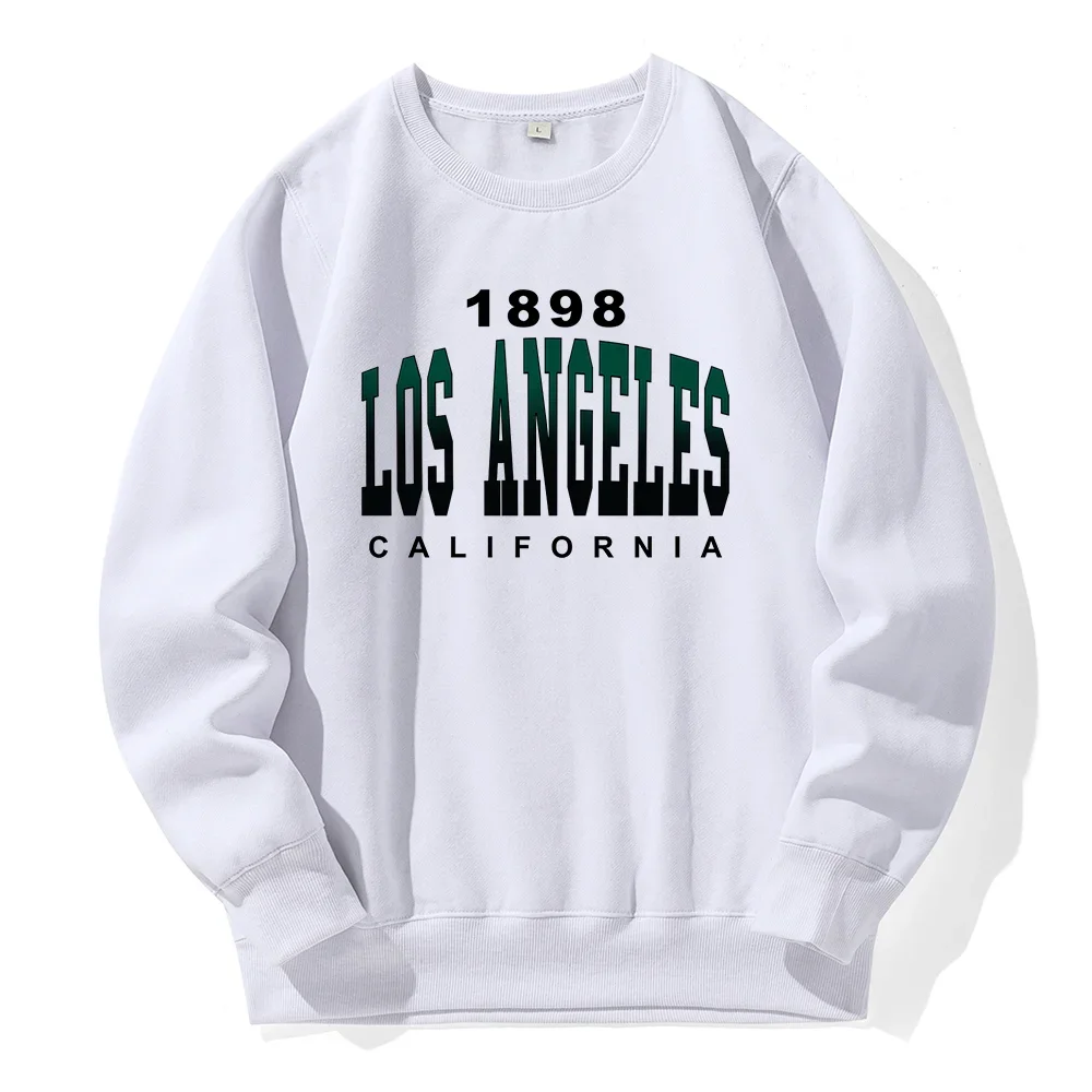 

1898 Los Angeles California Gradient Letter Prints Man Hoodie Classic Creative Hooded Loose Warm Hoody Sports Spandex Sweatshirt