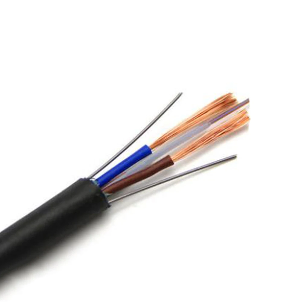 

4 6 8 12 Core Wire photoelectric composite Line Optical Cable With 1 flat Pure Copper Power Wire Stailess Wire Strong tensile