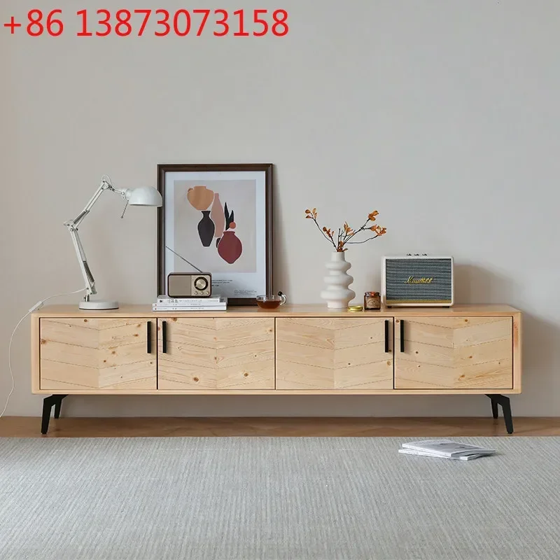 Japanese-style wabi wind TV cabinet retro handmade solid wood parquet locker Nordic modern living room low audio-visual cabinet