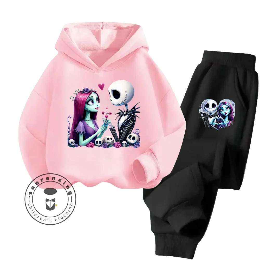 The Nightmare Before Christmas Long Sleeve Fashion Tops Suitable for Kids Soft Touch Elegant Design Fall Winter Hoodie Set