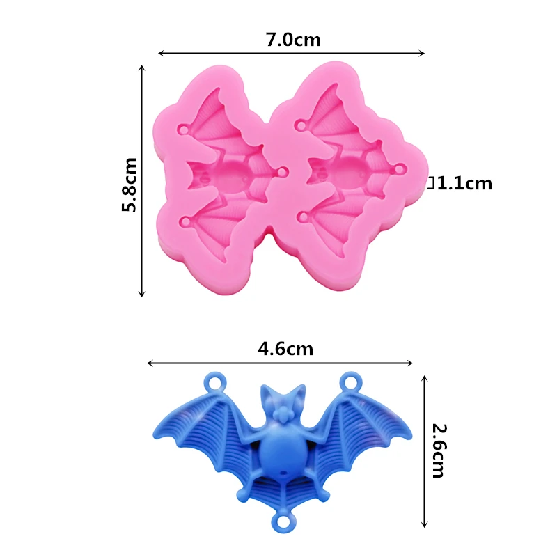 bat Keychain Pendants Silicone Mould DIY kawaii Crystal Epoxy Resin Crafts Jewelry Polymer Clay moulds bat fondant mold silicone