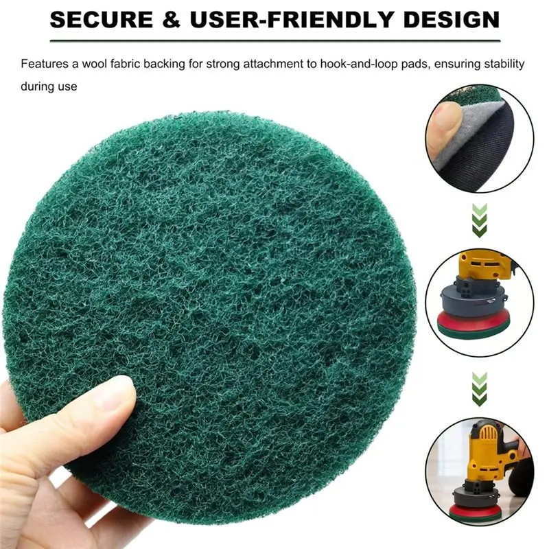 10 Pack 6 Inch Multipurpose Green Scrubber Scouring Pads For Automotive And Furniture Polishing