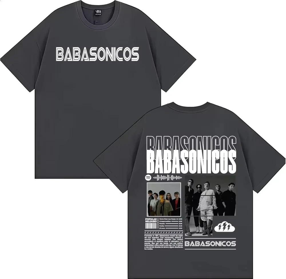 Rock Band Babasonicos Album Tour T-shirts for Men Women Retro 90s Hip Hop Punk T Shirt Cotton Loose Oversized T-shirt Streetwear