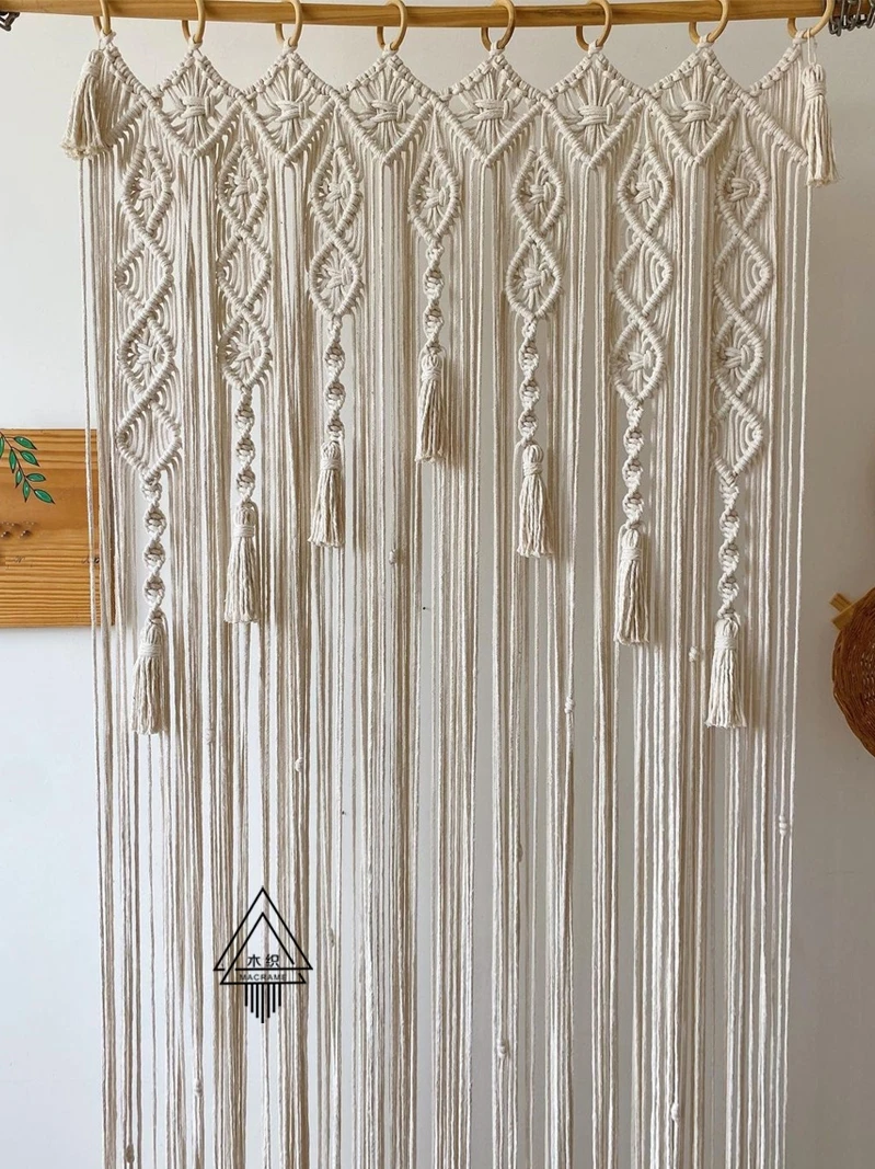 Ins Style Half Transparent Feng Shui Door Curtain Decorative Non-Light Permeable Rope Weaving Privacy Partition Curtain