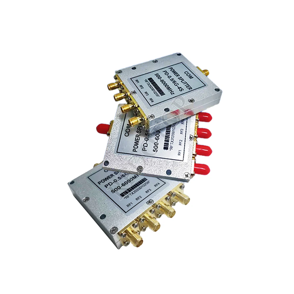 1Pcs SMA Female Microstrip Power Splitter PD-0.5/6-4S One Point Four 0.5GHZ-6GHz SMA RF Combiner WIFI 10W RF Power Splitter