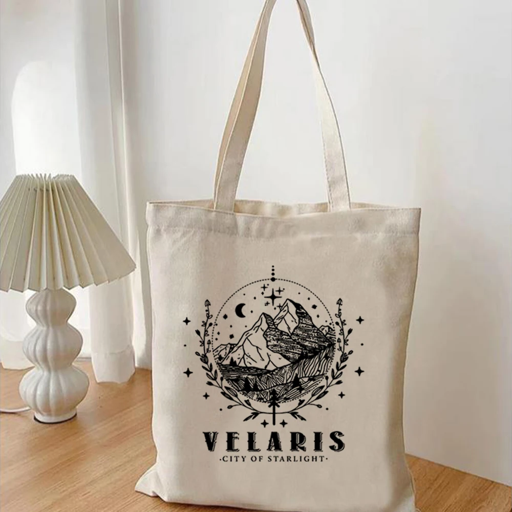 Velaris miasto Starlight torba z Tote, ACOTAR Tote, nocny sąd Sarah J msza, Velaris Tote Bag, dom wiatru, półksiężyc miasta