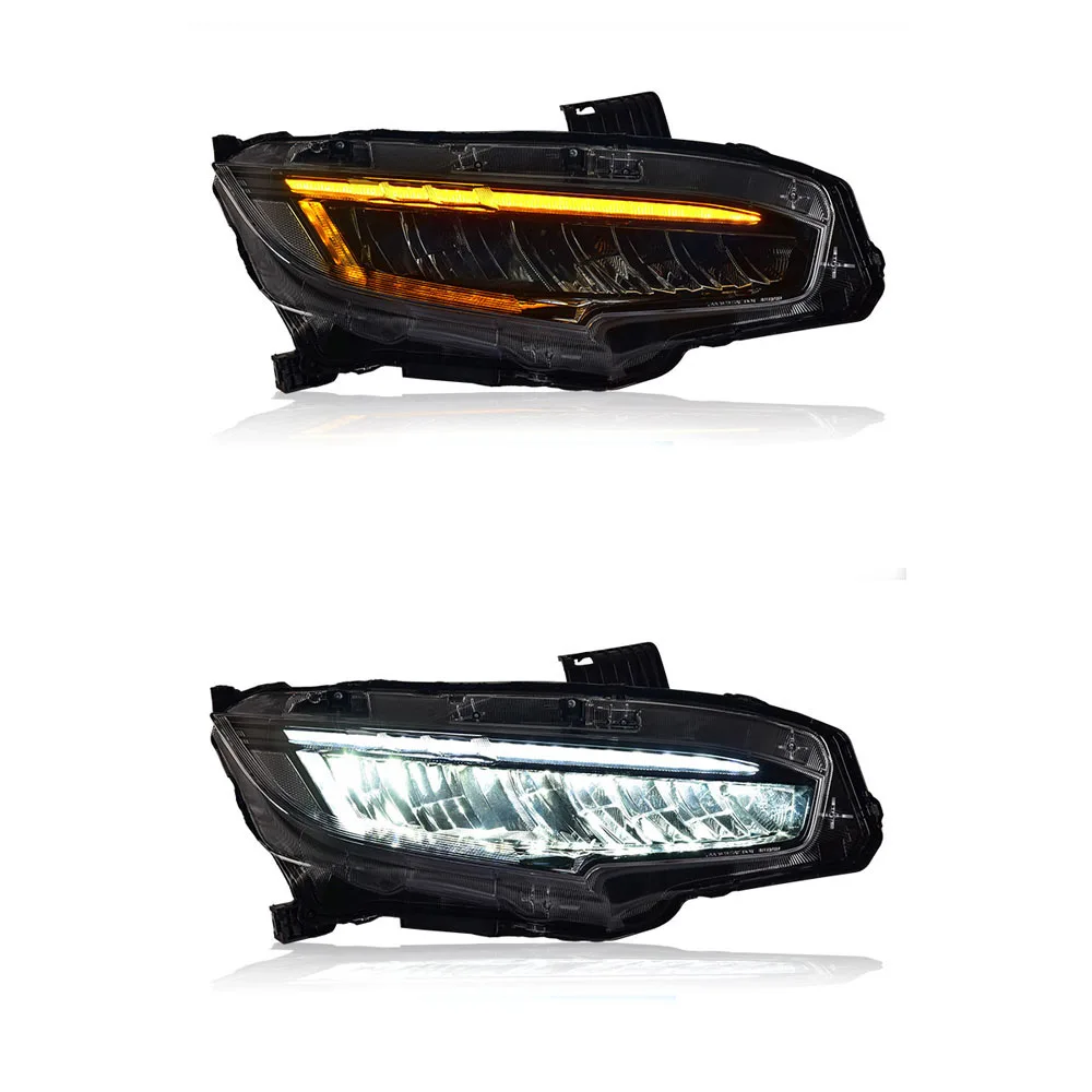 

For Honda 10th Generation Civic LED Headlight Assembly 16-21 Modified LED Daytime Running Lights Running Water Turn Signals