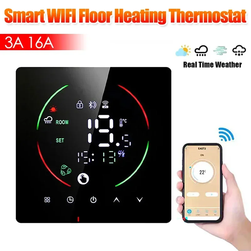 Termostato intelligente WiFi Riscaldamento elettrico Regolatore di temperatura della caldaia dell'acqua Display digitale LCD Termostato touch control per la casa