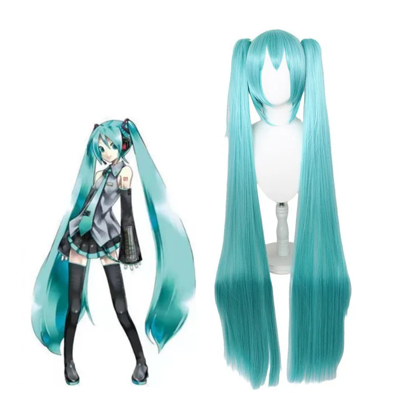 

Anime Miku Cosplay Wig Rose Network 110cm Long Miku Wigs Heat Resistant Synthetic Hair Wigs 700g