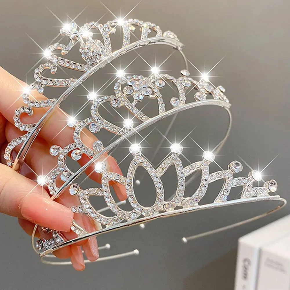 Gift Shinny Temperament Crystal Pearl Sweet Princess Lovely Headwear Korean Style Crown Tiara Children's Hair Comb