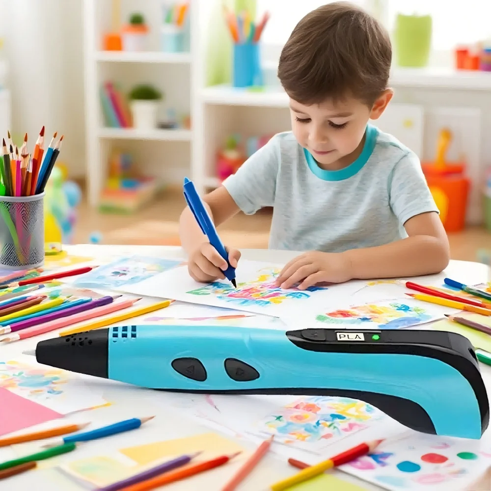 

New 3D Printing Pen 3D Pen for Children with Power Adapter 50M PLA Filament Travel Case Birthday Christmas Gift for Kids