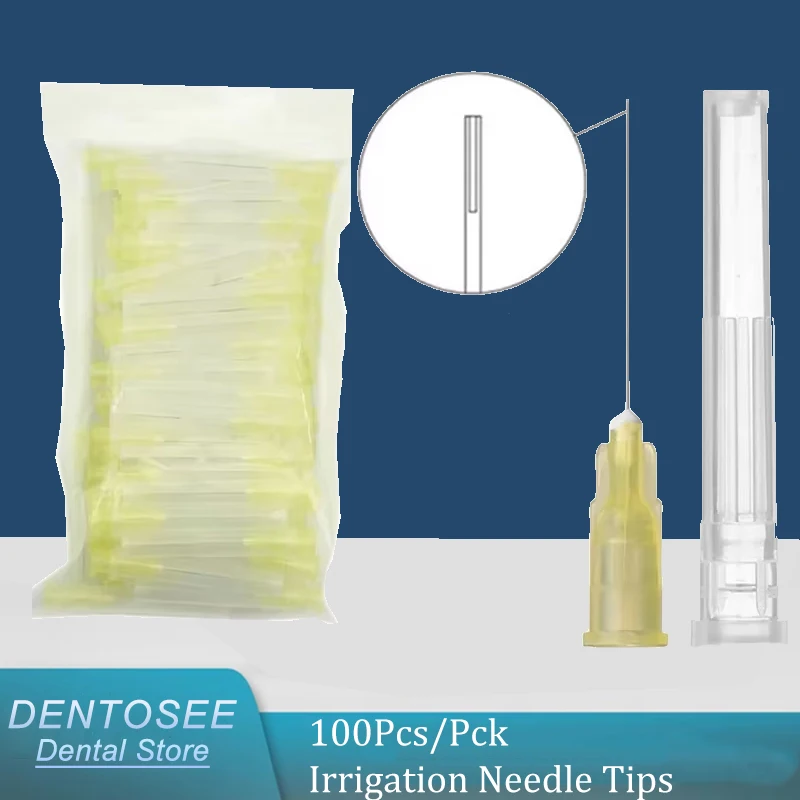 

100 шт. стоматологические боковые ирригационные иглы-эндо-насадки для промывки корневых каналов, одностороннее отверстие для эффективной чистки зубов