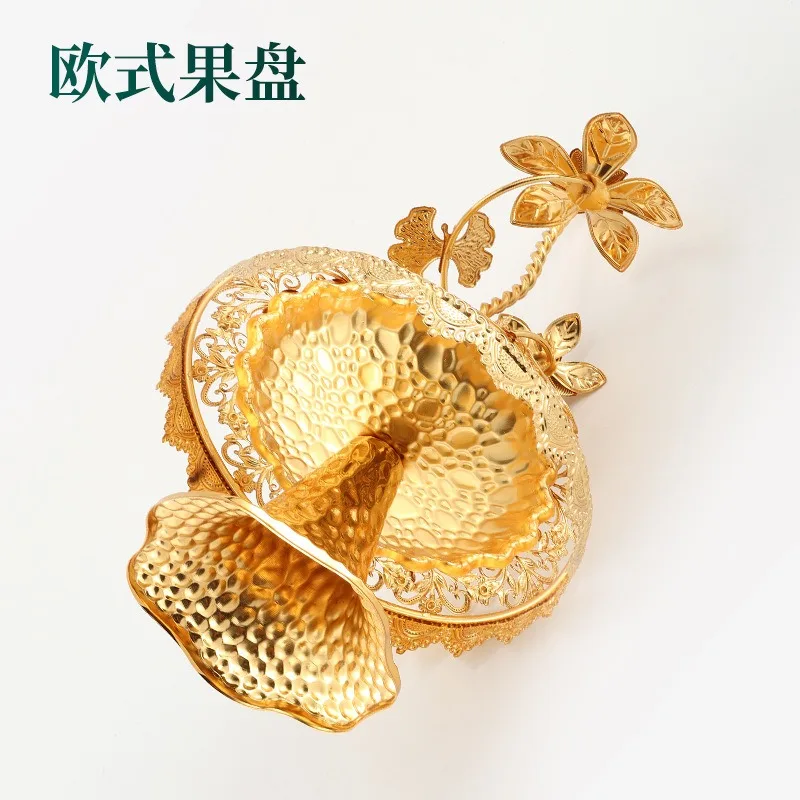 New fruit plate European metal wrought iron gold fruit basket fruit plate ktv bar living room household snacks dried  plate