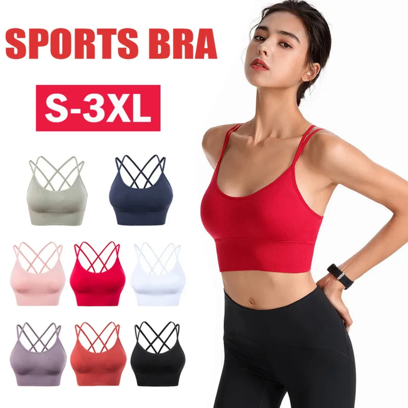 

1 pc breathable sports bra anti-sweat fitness top women seamless yoga bra shockproof crop top push up sport bra gym workout top