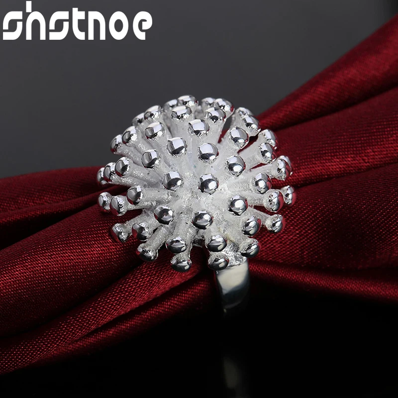 

SHSTONE 925 Sterling Silver Firework Coral Ring For Man Women Engagement Wedding Charm Fashion Party Jewelry Lady Birthday Gift