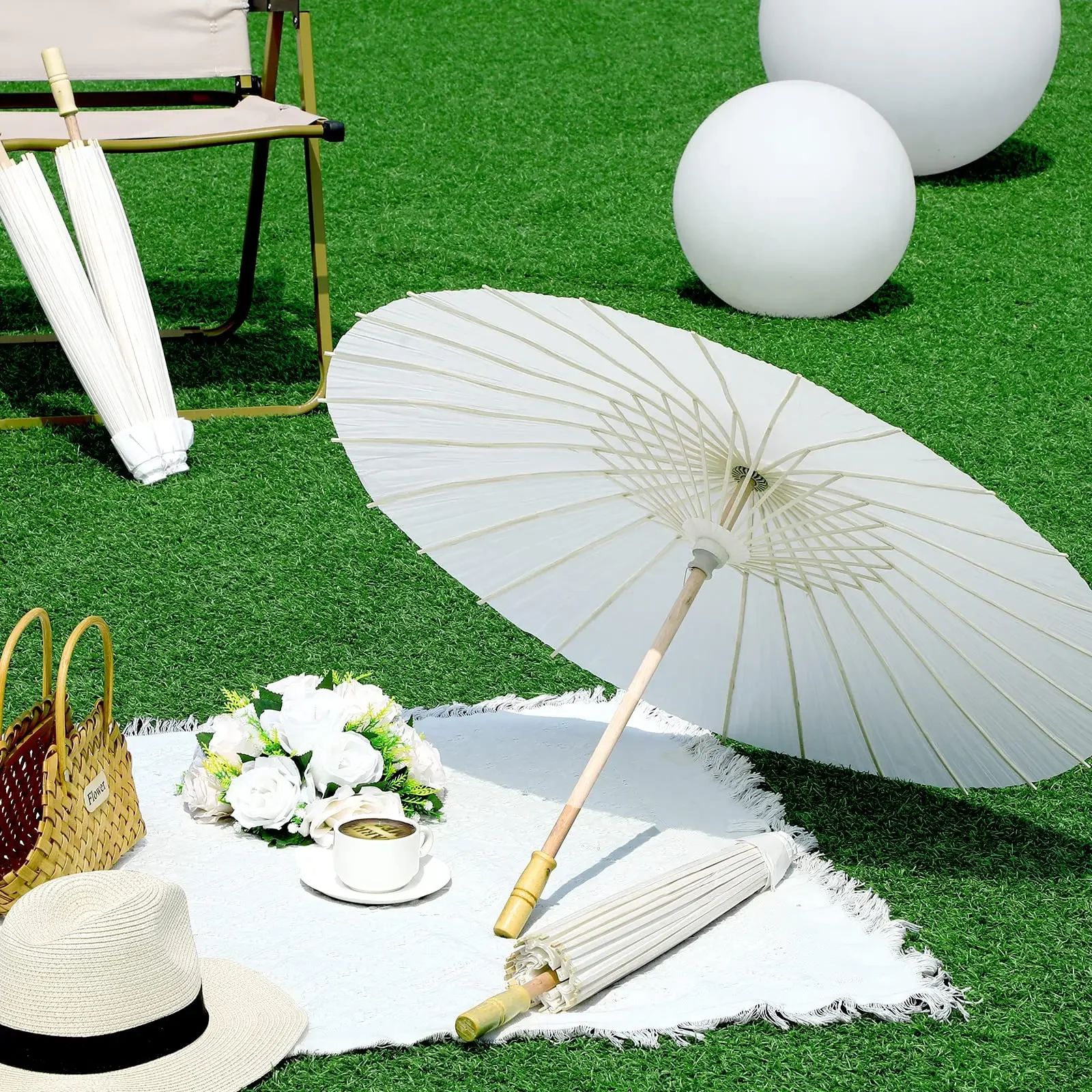 60/84cm Wedding Paper Umbrellas Chinese Wooden handle  White Umbrella DIY Photography Props For Baby Shower Party  Decoration