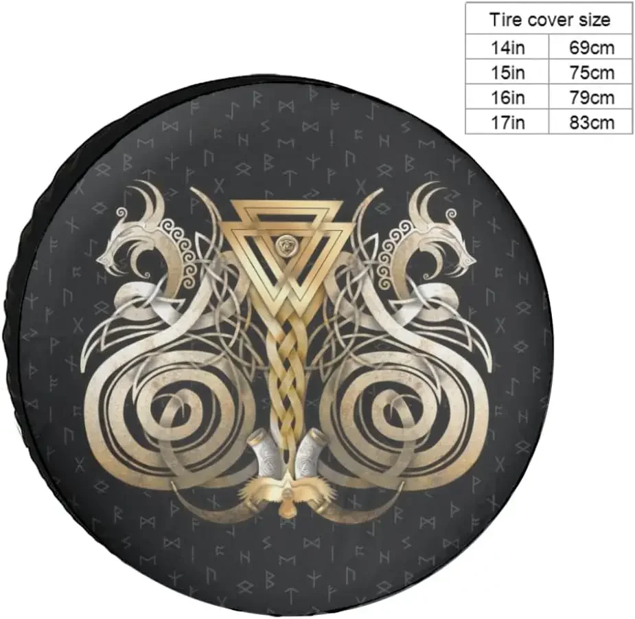 Viking Animal Norse Dragons Tire Cover Universal Weatherproof Dustproof Tire Cover for Trailers Motorhomes SUV Travel Camper