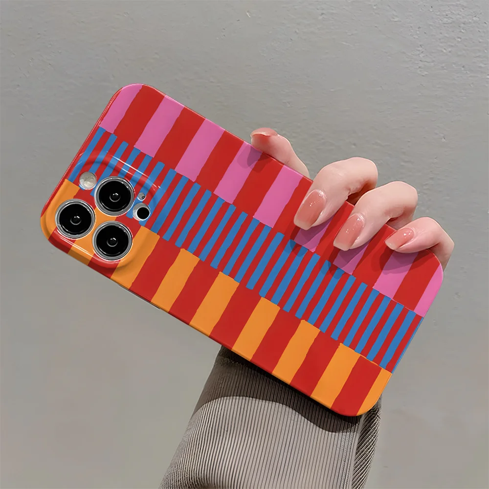 Custodia per telefono dal design a strisce colorate adatta per iPhone 17 16 15 14 13 12 11 Pro/Max/Plus cover posteriore antigoccia e antiurto