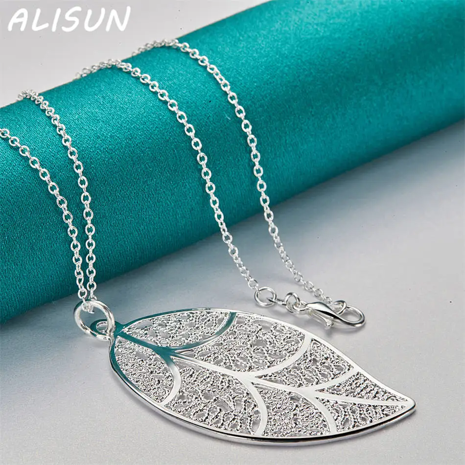 ALISUN 40-75cm 925 Sterling Silver Design Leaf Pendant Necklace For Women Men Charm Trend Birthday Gifts Fashion Party
