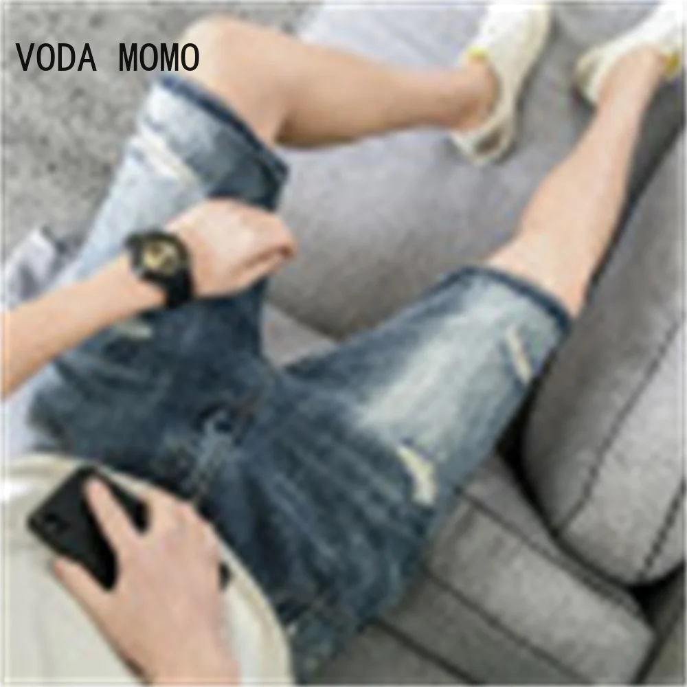 2022 Summer Men'S Slim Denim Shorts Business Casual Fashion Loose Stretch All-Match Jeans Male High-End Brand Five-Point Pants